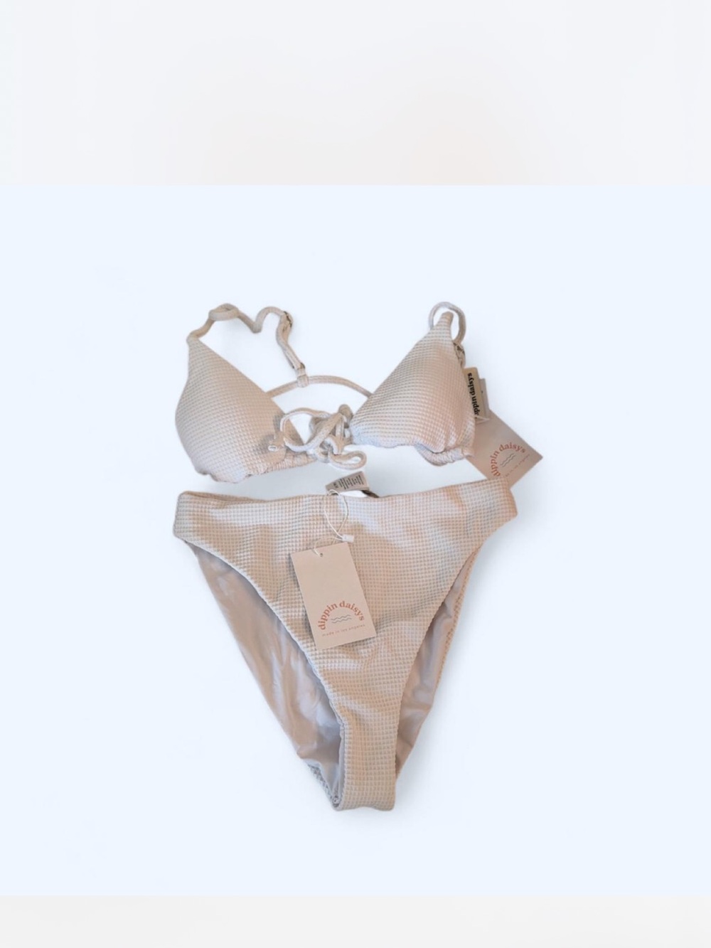 dippin daisys white Textured Bikini Set